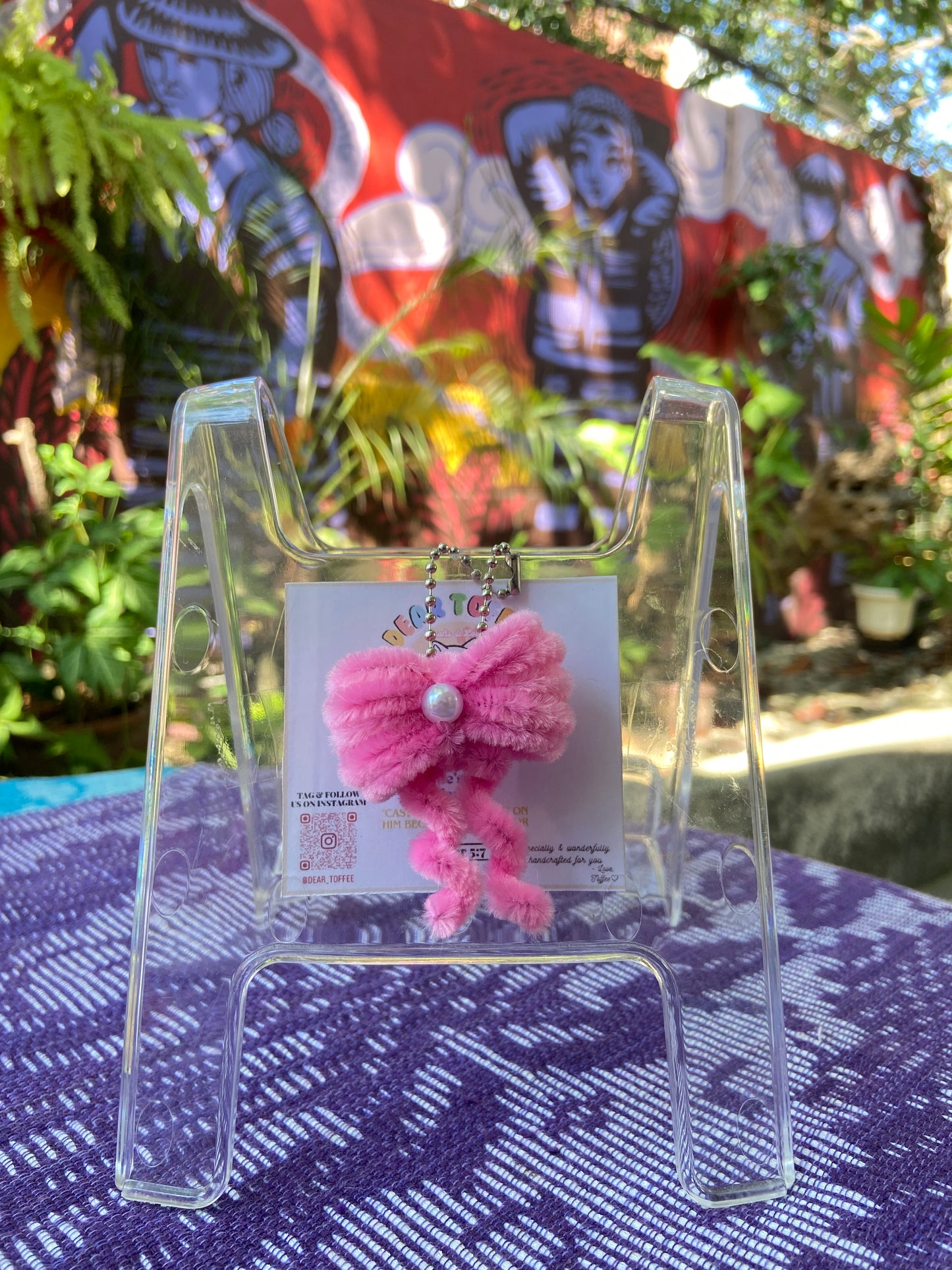 Ribbon Keychain (Deep Pink)