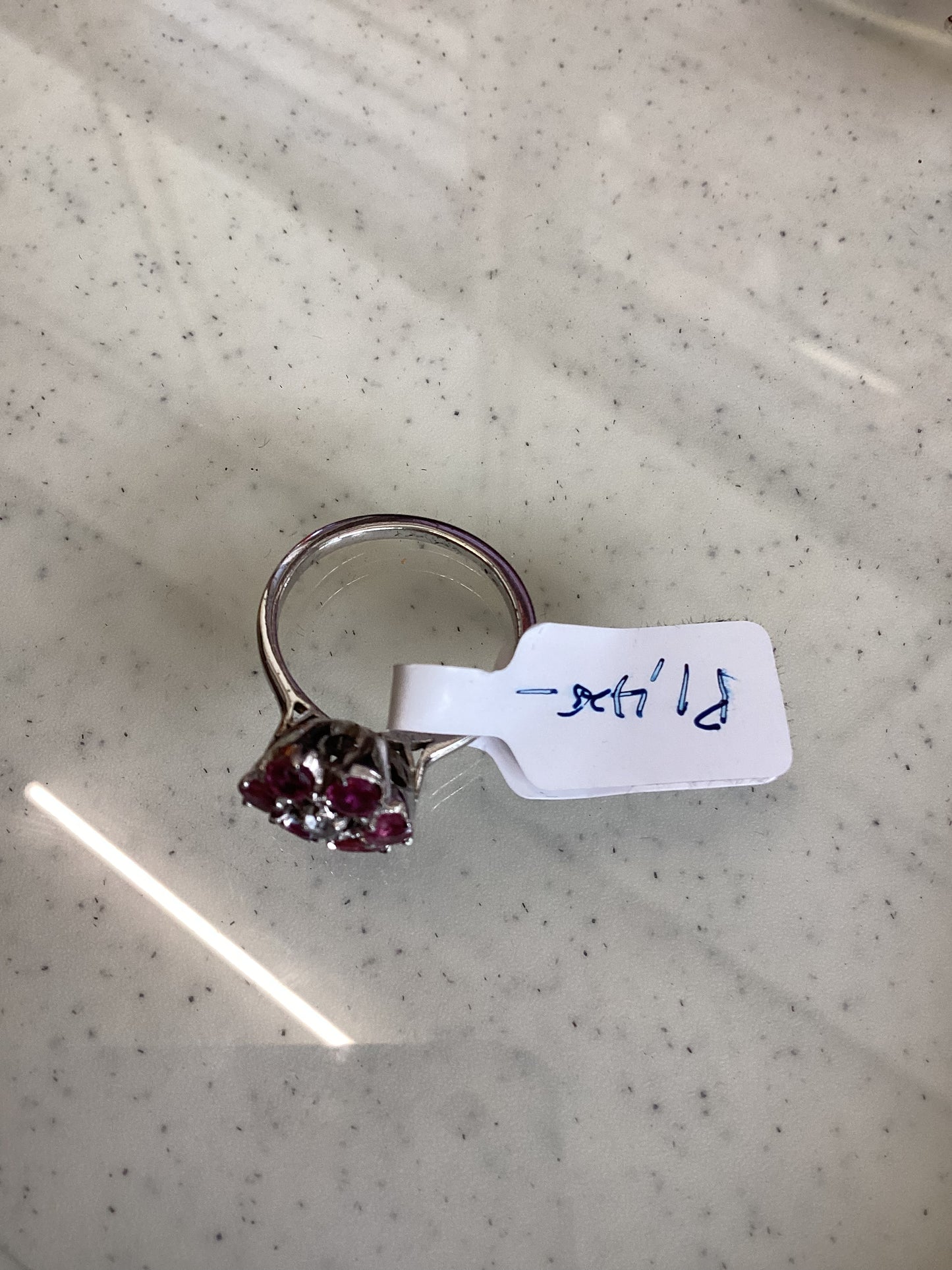 Ruby Colored Cluster Ring