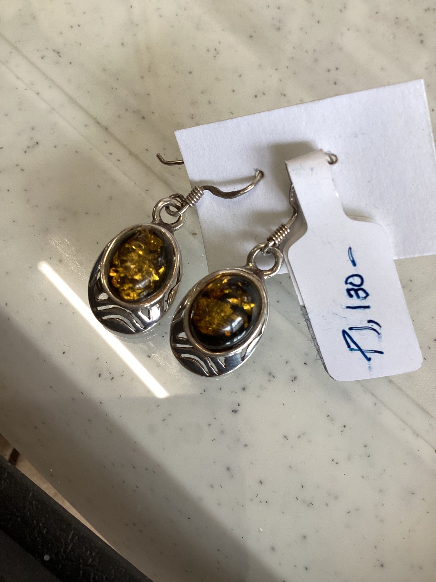Sterling Silver Balhz Amber Earrings