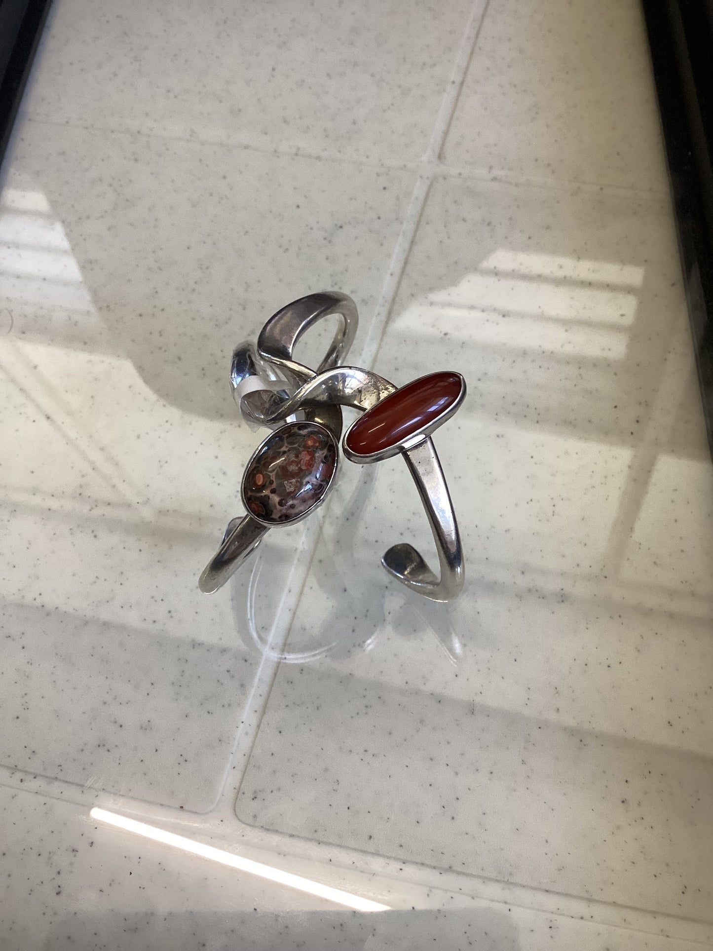 Sterling Silver w/ Carnelians  Jasper Gemstone