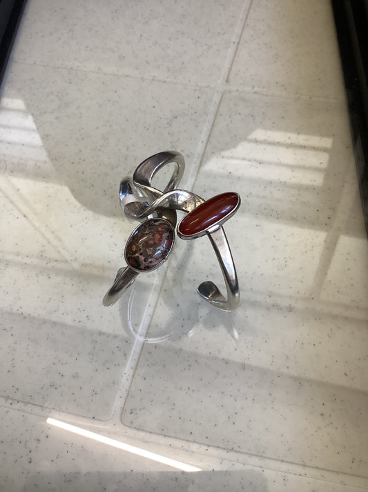 Sterling Silver w/ Carnelians  Jasper Gemstone