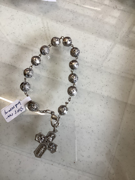 Silver Rosebud Rosary