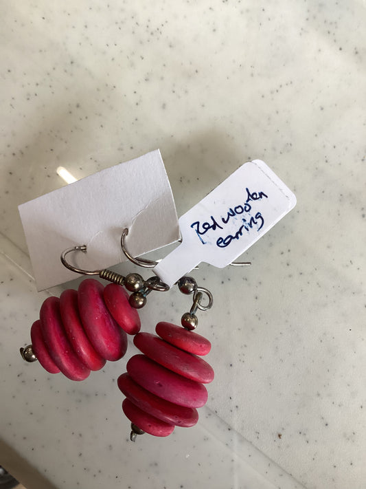 Red Wooden Earrings