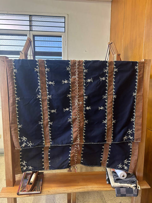 Handstitched Tapis Frog Pattern (Dark Blue)